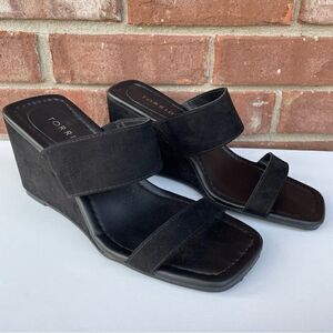 Torrid Black Open Toe Square Wedges Sandals Straps Women Size 9 W Retro Y2K